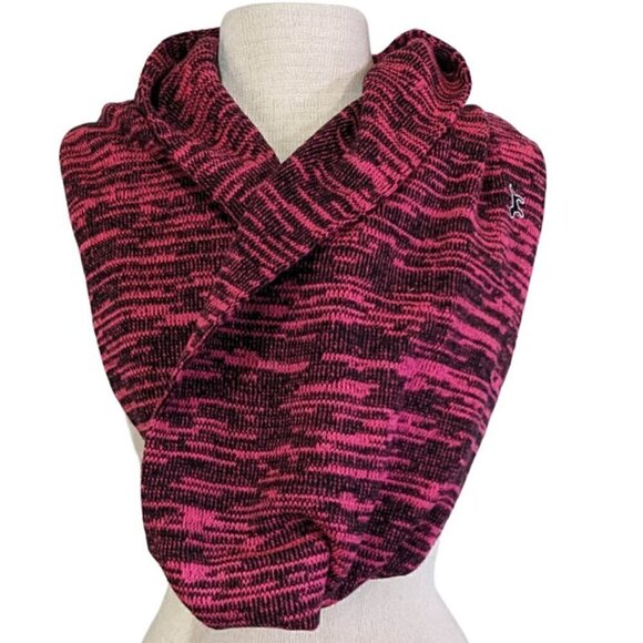 PINK by Victoria's Secret Infinity Tube Scarf Hat Beanie Set Black Pink Stripe - Picture 1 of 11